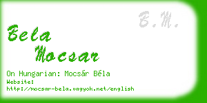 bela mocsar business card